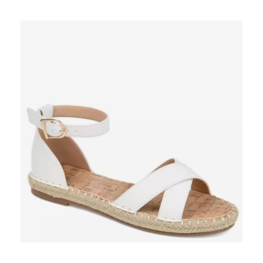 Journee Collection Lyddia White Espadrille Sandals – Size 7 – BNWOB